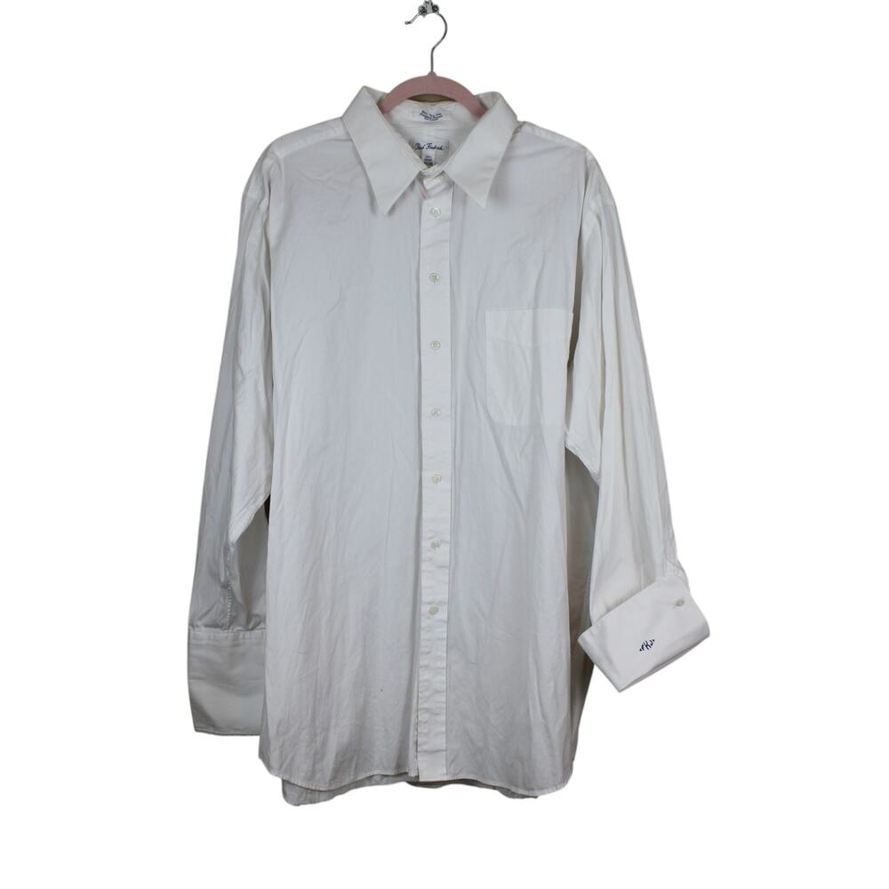 Vtg Paul Fredrick White 80's Pinpoint Oxford Button Up Dress Shirt Size 18.5 36